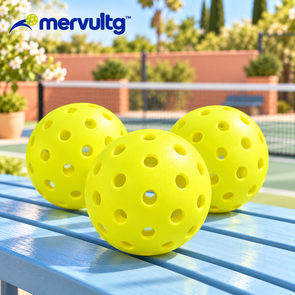 mervultg™ Open Court Outdoor Pickleballs — 40-Hole Recreational Practice Balls, 3-Pack