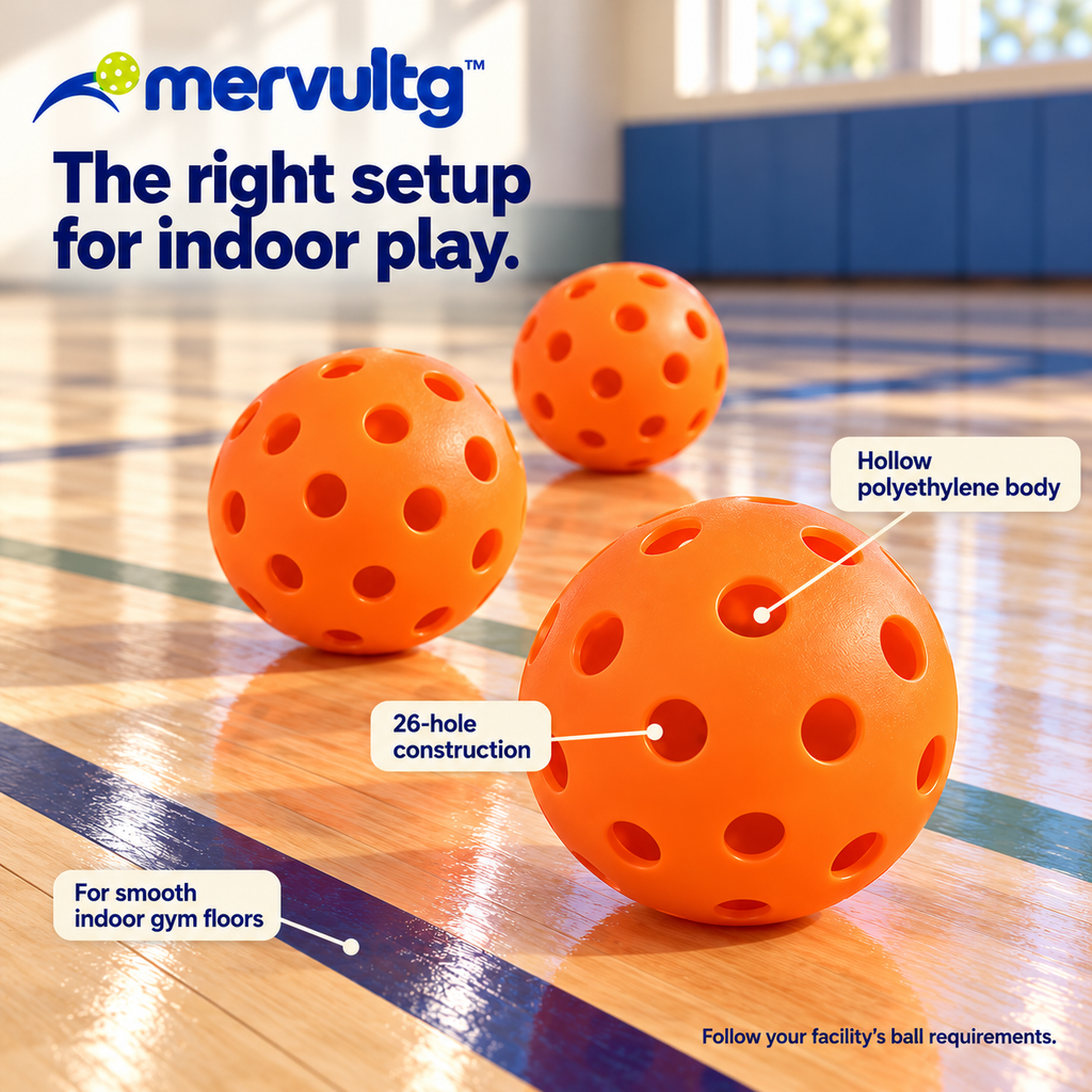 mervultg™ Inside Rally Indoor Pickleballs — 26-Hole Recreational Court Balls, 3-Pack