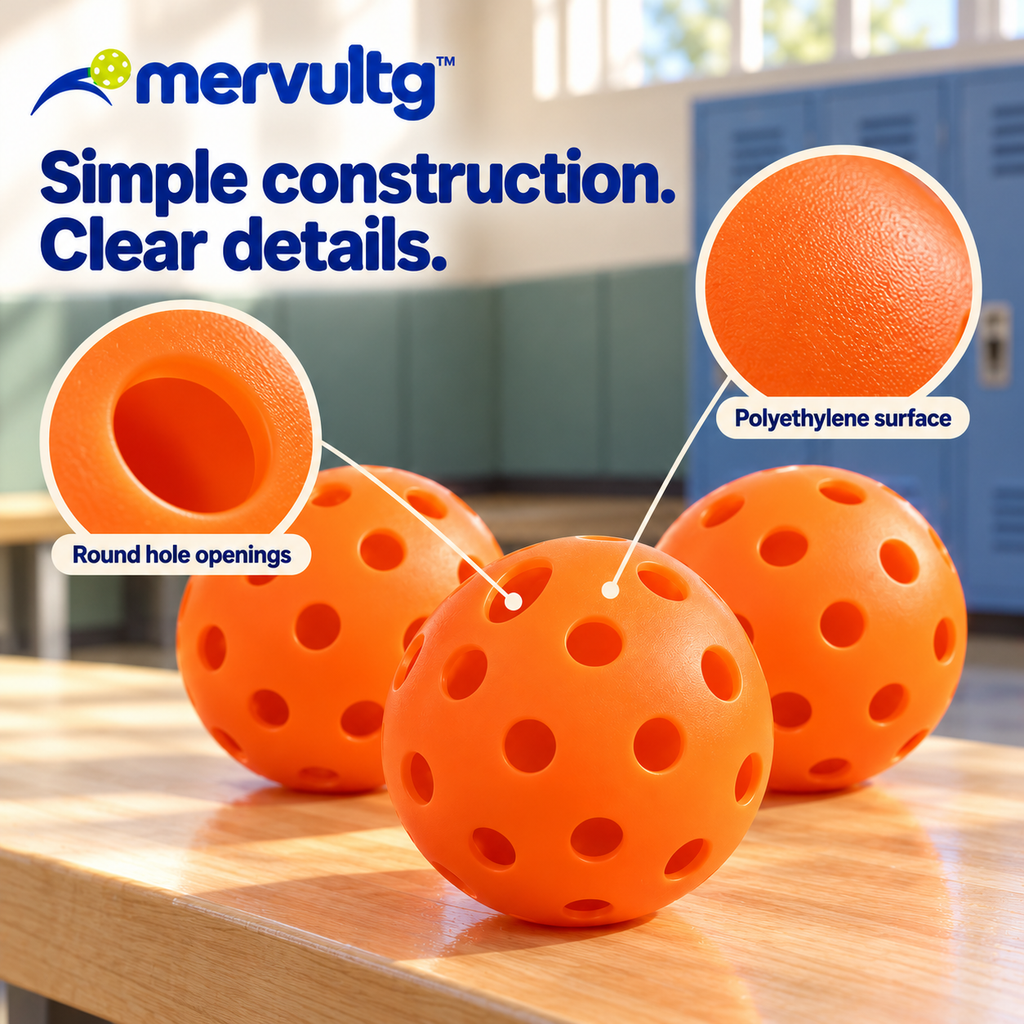 mervultg™ Inside Rally Indoor Pickleballs — 26-Hole Recreational Court Balls, 3-Pack