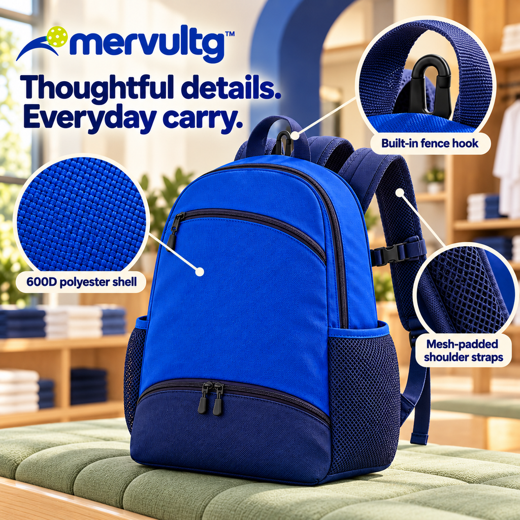 mervultg™ Baseline Pickleball Backpack — Four-Paddle Sports Bag with Separate Shoe Compartment