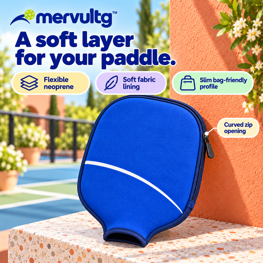mervultg™ Arc Pickleball Paddle Cover — Neoprene Zip Sleeve for Widebody & Elongated Paddles