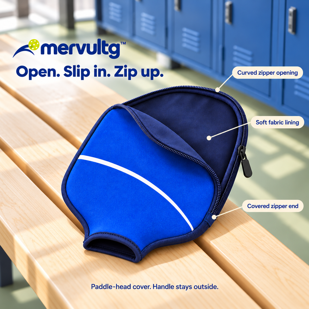 mervultg™ Arc Pickleball Paddle Cover — Neoprene Zip Sleeve for Widebody & Elongated Paddles