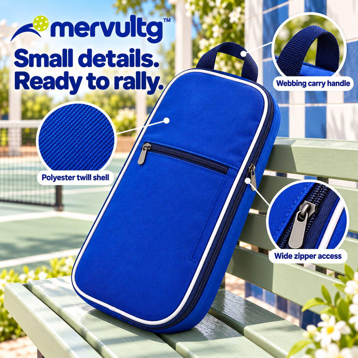 mervultg™ Double Rally Pickleball Paddle Sleeve — Two-Paddle Padded Organizer with Divider